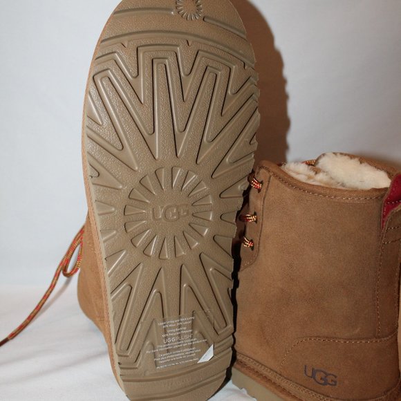 NEW UGG MEN\'S‎ SUEDE ANKLE SHEARLING LINED CHESTNUT BOOTS 11 main image 5